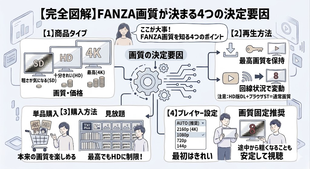プレイヤー設定で途中から画質が落ちることもある